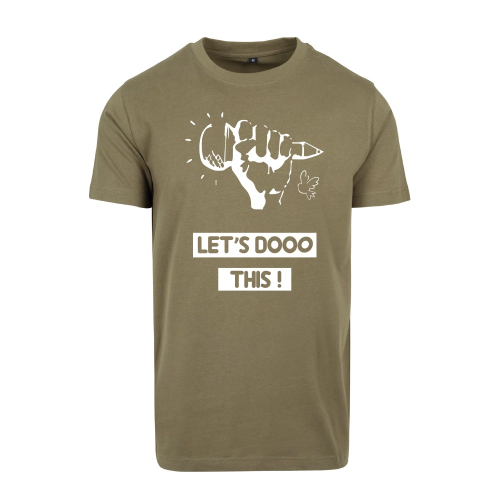 tee shirt let's dooo this kaki comportent un micro et son slogan id visualiz shop